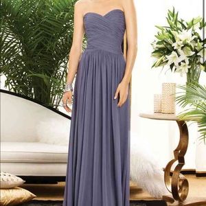 Navy Strapless Chiffon Evening Gown / Bridesmaid Dress - Dessy 2880